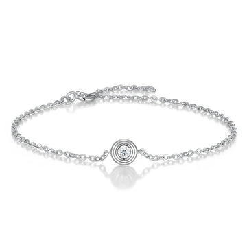 0.1ct Moissanite Chain Bracelet | S925 Silver 18K White Gold Plated | 4mm VVS1 D-Color | Cute & Romantic | GRA Certified | Charmsolo