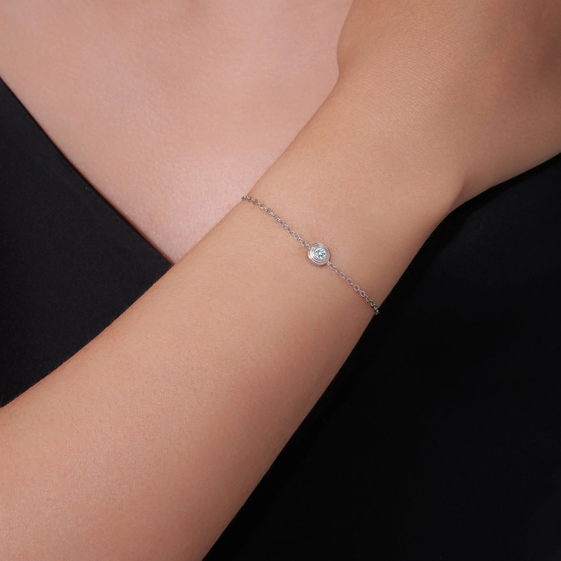 0.1ct Moissanite Chain Bracelet | S925 Silver 18K White Gold Plated | 4mm VVS1 D-Color | Cute & Romantic | GRA Certified | Charmsolo