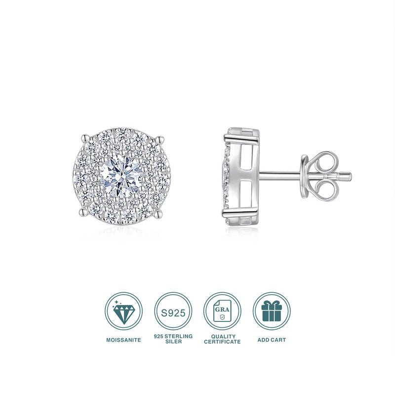 Moissanite Stud Earrings S925 Silver 18K Gold – 0.5ct Eight Hearts & Arrows NGTC