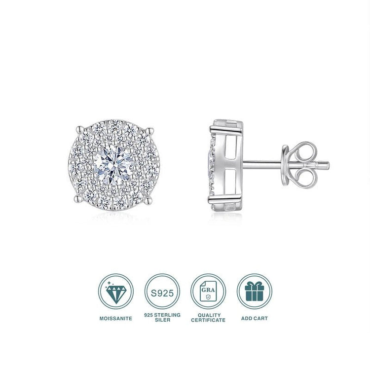 Moissanite Stud Earrings S925 Silver 18K Gold – 0.5ct Eight Hearts & Arrows NGTC