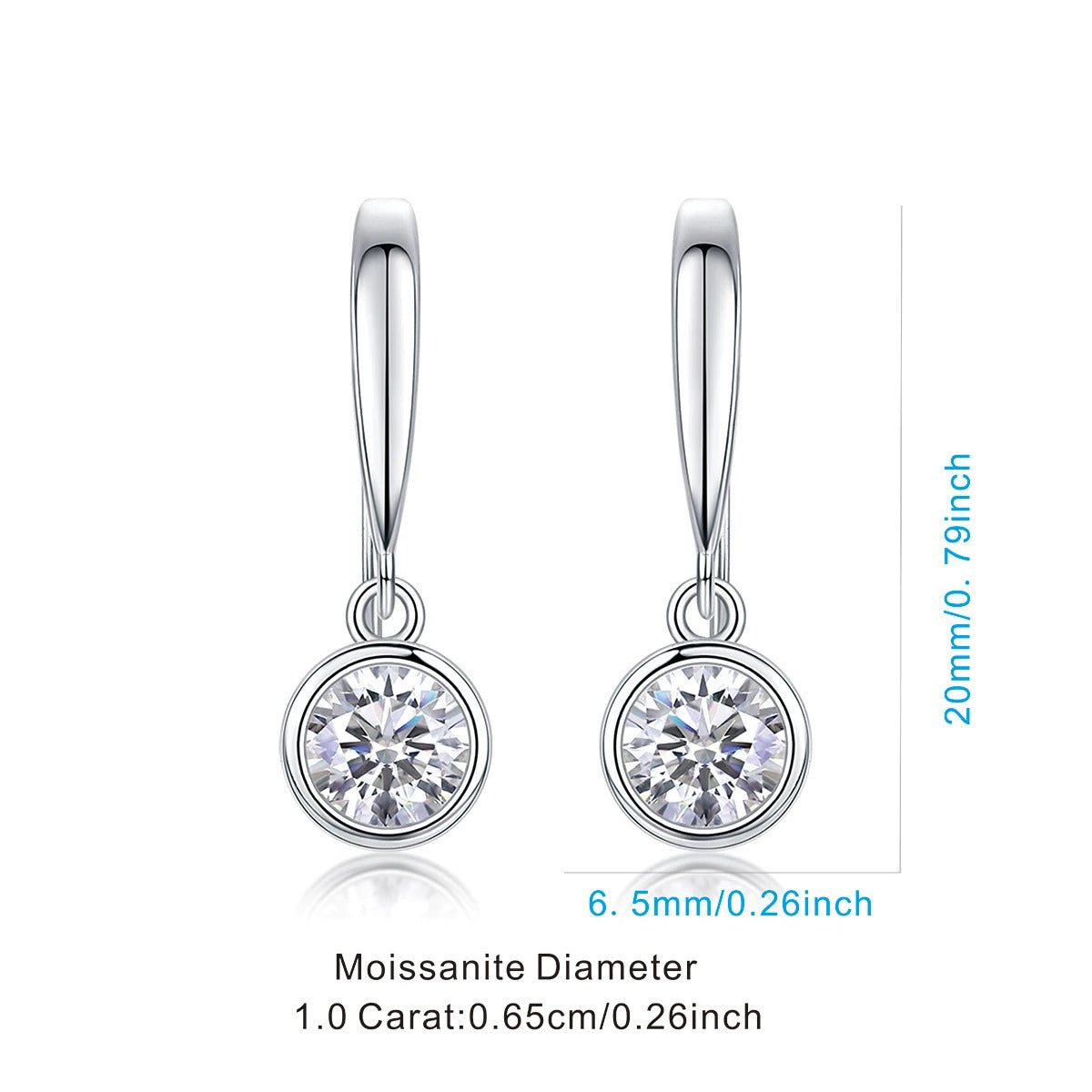 0.5ct Moissanite Stud Earrings | S925 Silver | 5mm VVS1 D-Color Round | GRA Certified | Charmsolo