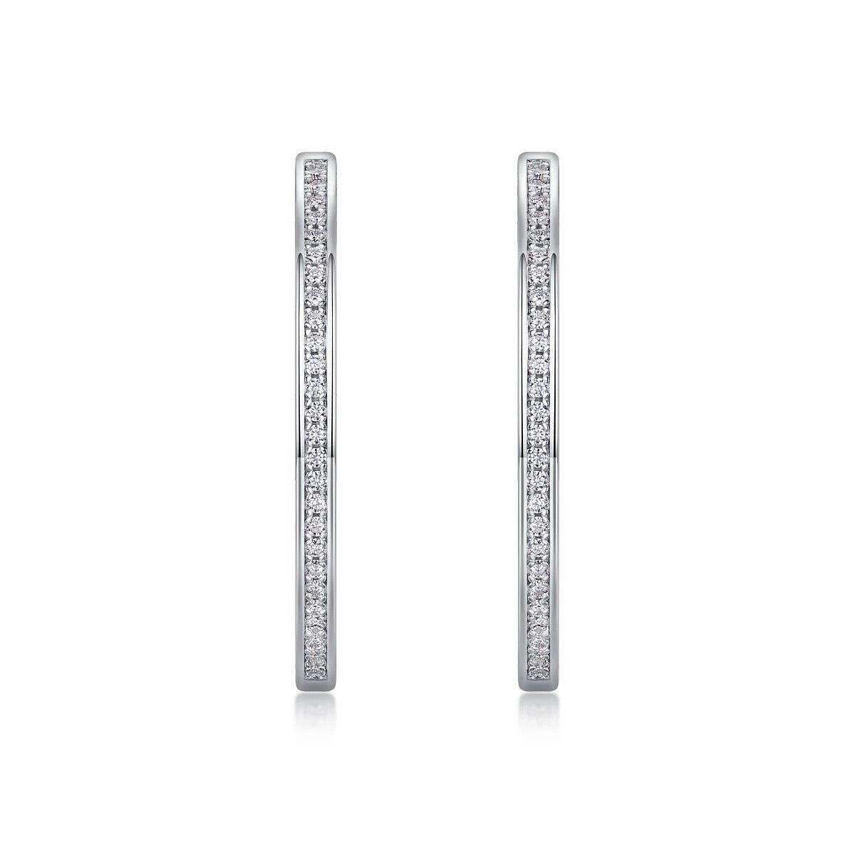 100-Stone Moissanite Large Hoop Earrings | S925 Silver 18K Platinum Plated | 1.2mm VVS1 D-Color | Unisex | GRA Certified | Charmsolo