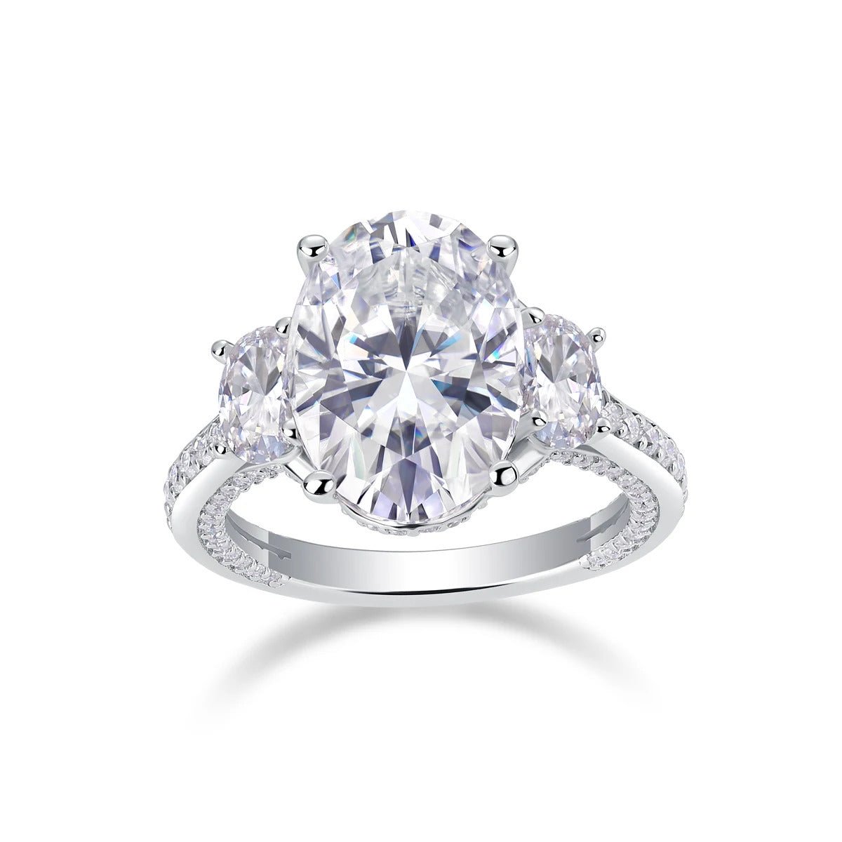 10ct Oval Moissanite Ring | S925 Silver | Eight Hearts & Arrows | GRA Certified | Engagement & Wedding | Charmsolo