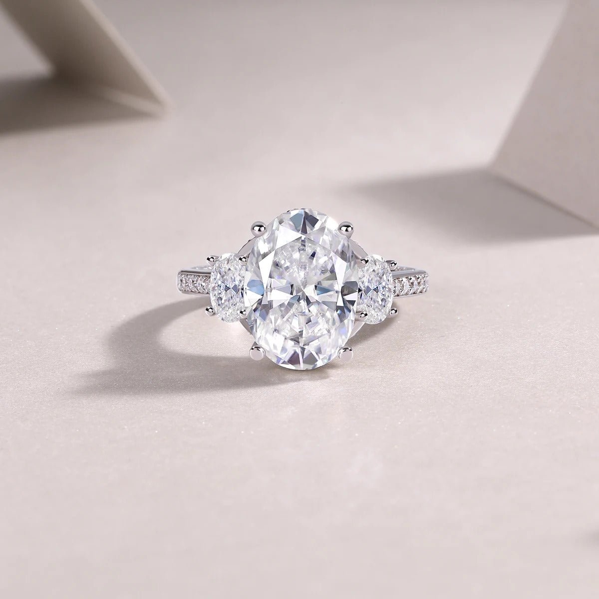 10ct Oval Moissanite Ring | S925 Silver | Eight Hearts & Arrows | GRA Certified | Engagement & Wedding | Charmsolo