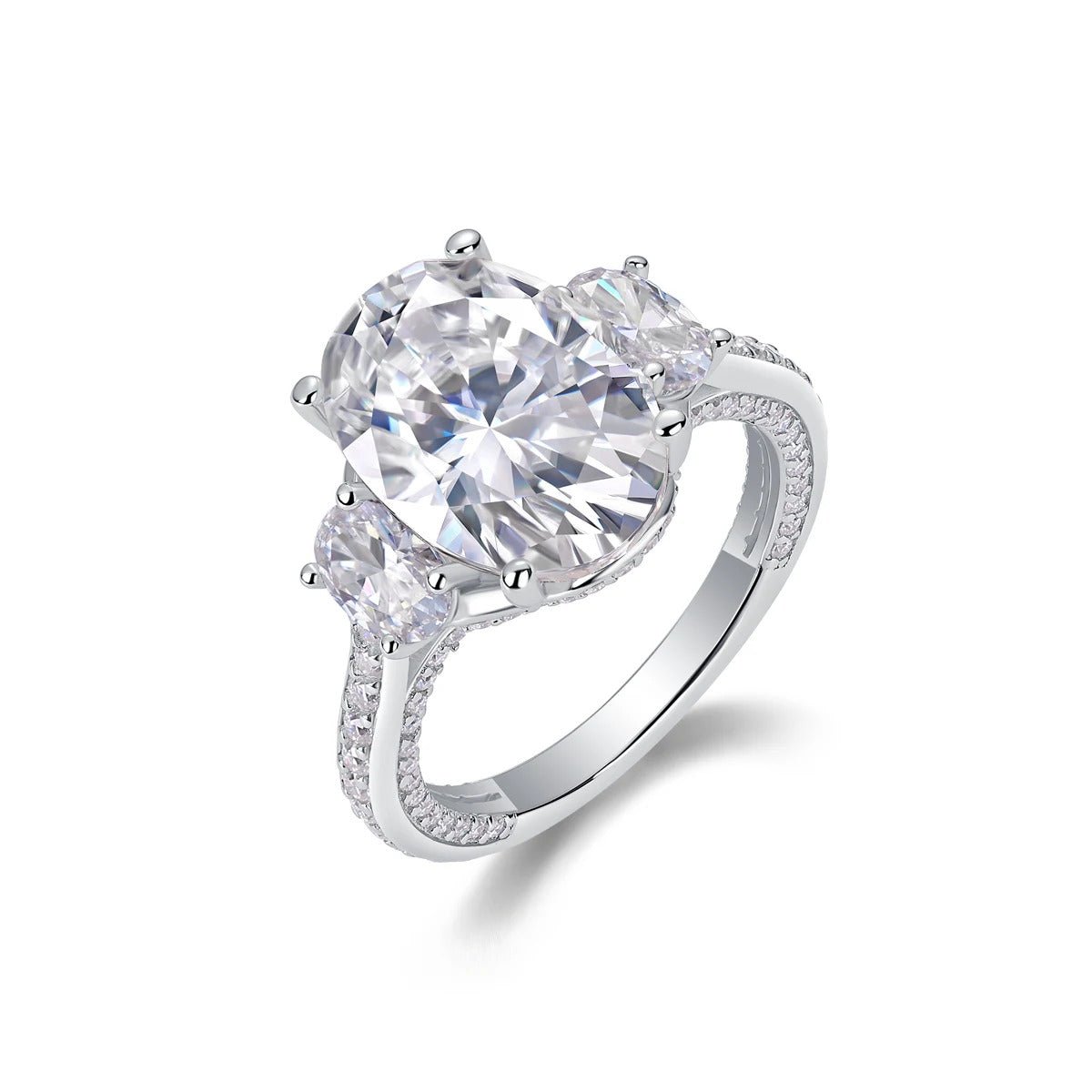 10ct Oval Moissanite Ring | S925 Silver | Eight Hearts & Arrows | GRA Certified | Engagement & Wedding | Charmsolo