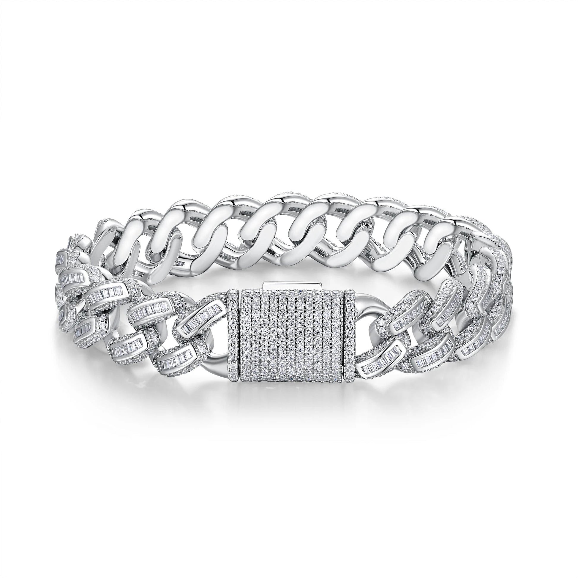 1177-Stone Moissanite Cuban Link Bracelet | S925 Silver 18K Gold Plated | Eight Hearts & Arrows | GRA Black Card | Charmsolo