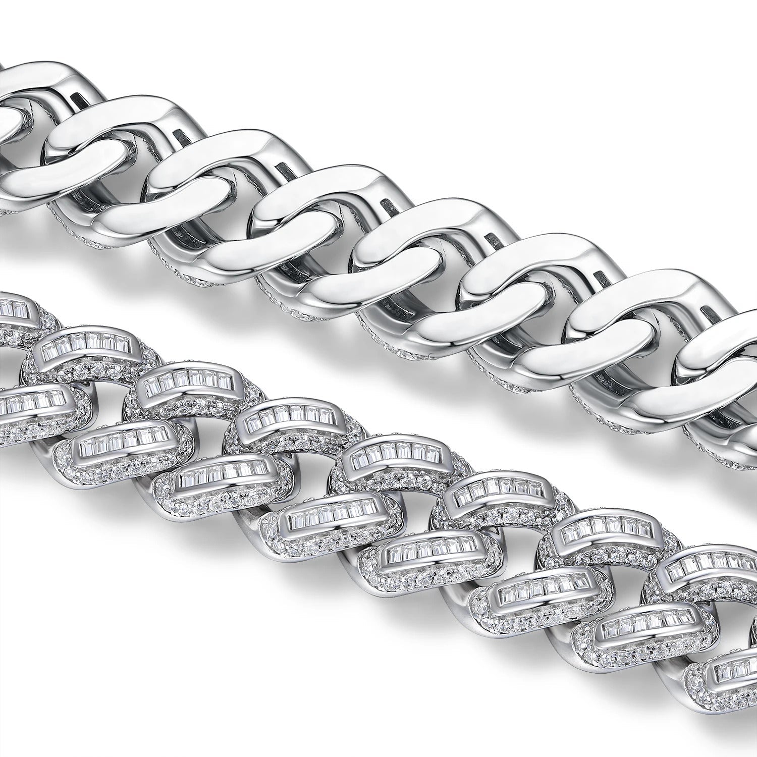 1177-Stone Moissanite Cuban Link Bracelet | S925 Silver 18K Gold Plated | Eight Hearts & Arrows | GRA Black Card | Charmsolo