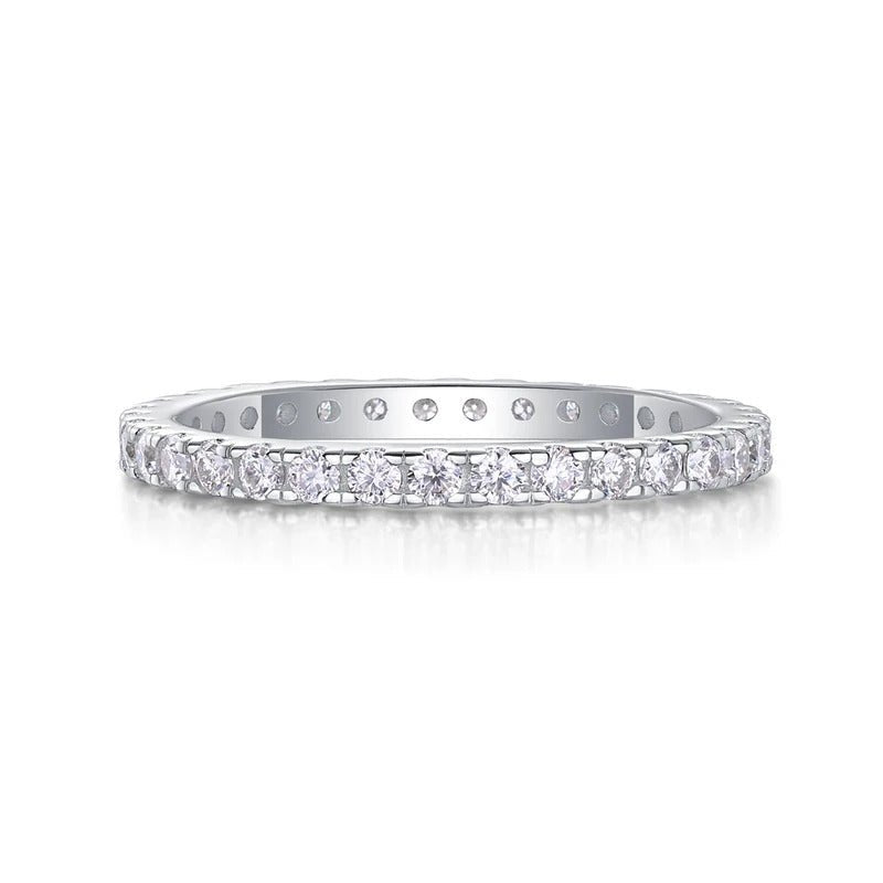 1.7mm Moissanite Eternity Band | S925 Silver Solid 18K White Gold | 34 VVS1 Stones | Charmsolo
