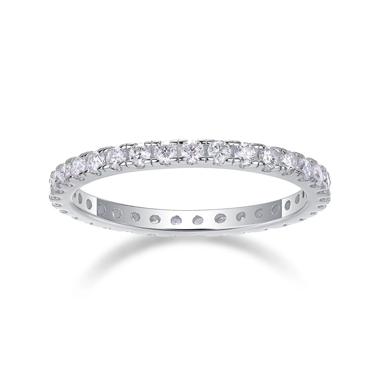 1.7mm Moissanite Eternity Band | S925 Silver Solid 18K White Gold | 34 VVS1 Stones | Charmsolo