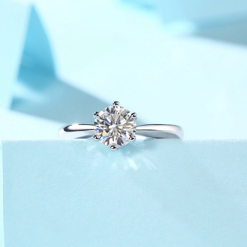1ct VVS1 D Moissanite Adjustable Ring 925 Silver with GRA Certificate & Gift Box