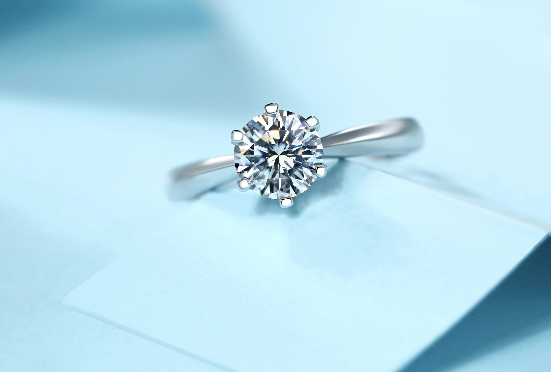1ct VVS1 D Moissanite Adjustable Ring 925 Silver with GRA Certificate & Gift Box