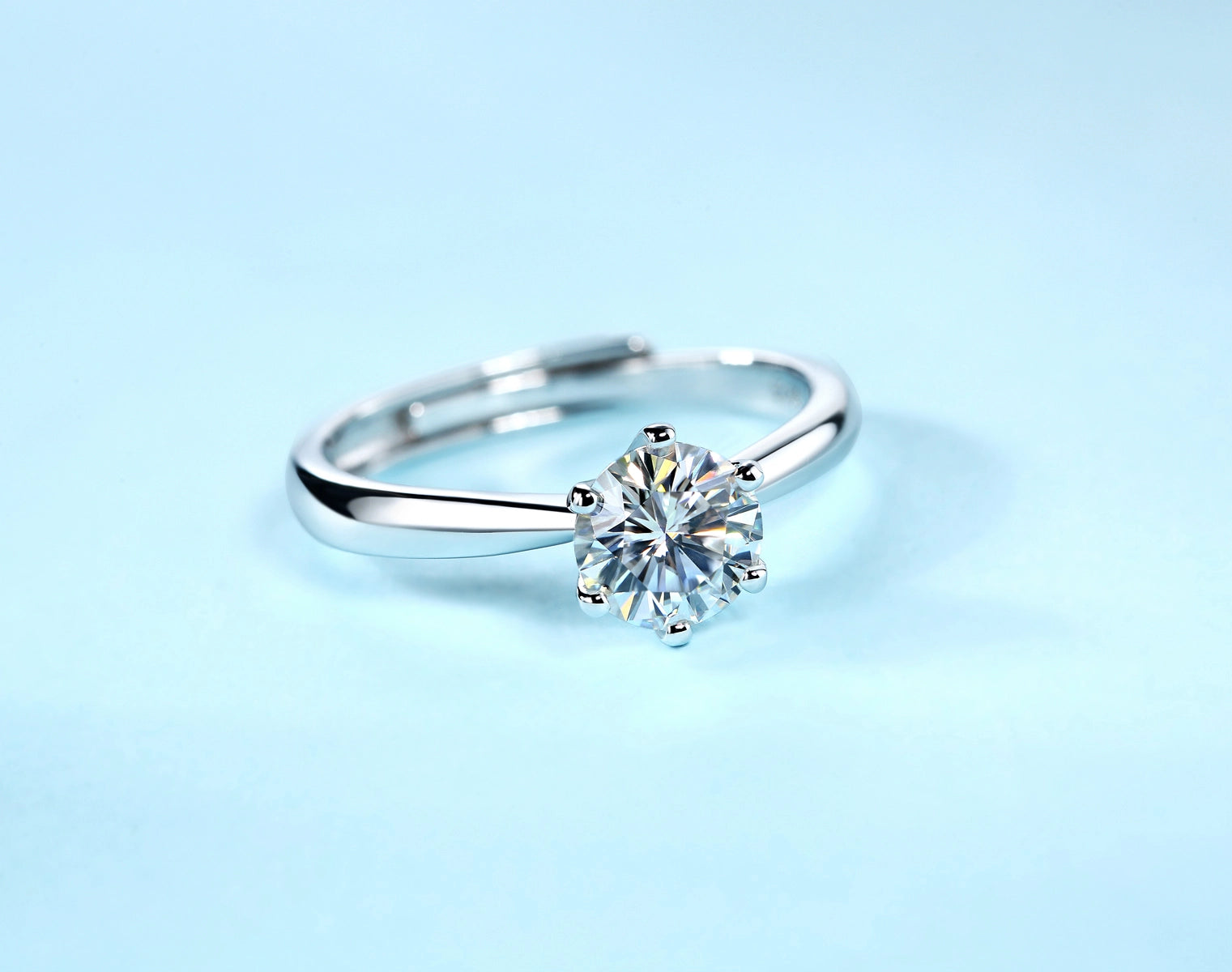 1ct VVS1 D Moissanite Adjustable Ring 925 Silver with GRA Certificate & Gift Box