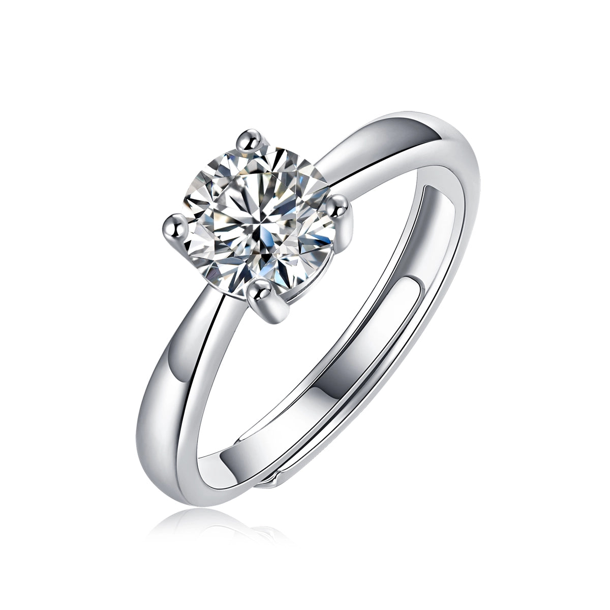 1ct D VVS1 Moissanite 4-Prong Ring 925 Silver GRA Certificate Free Engraving Gift Box
