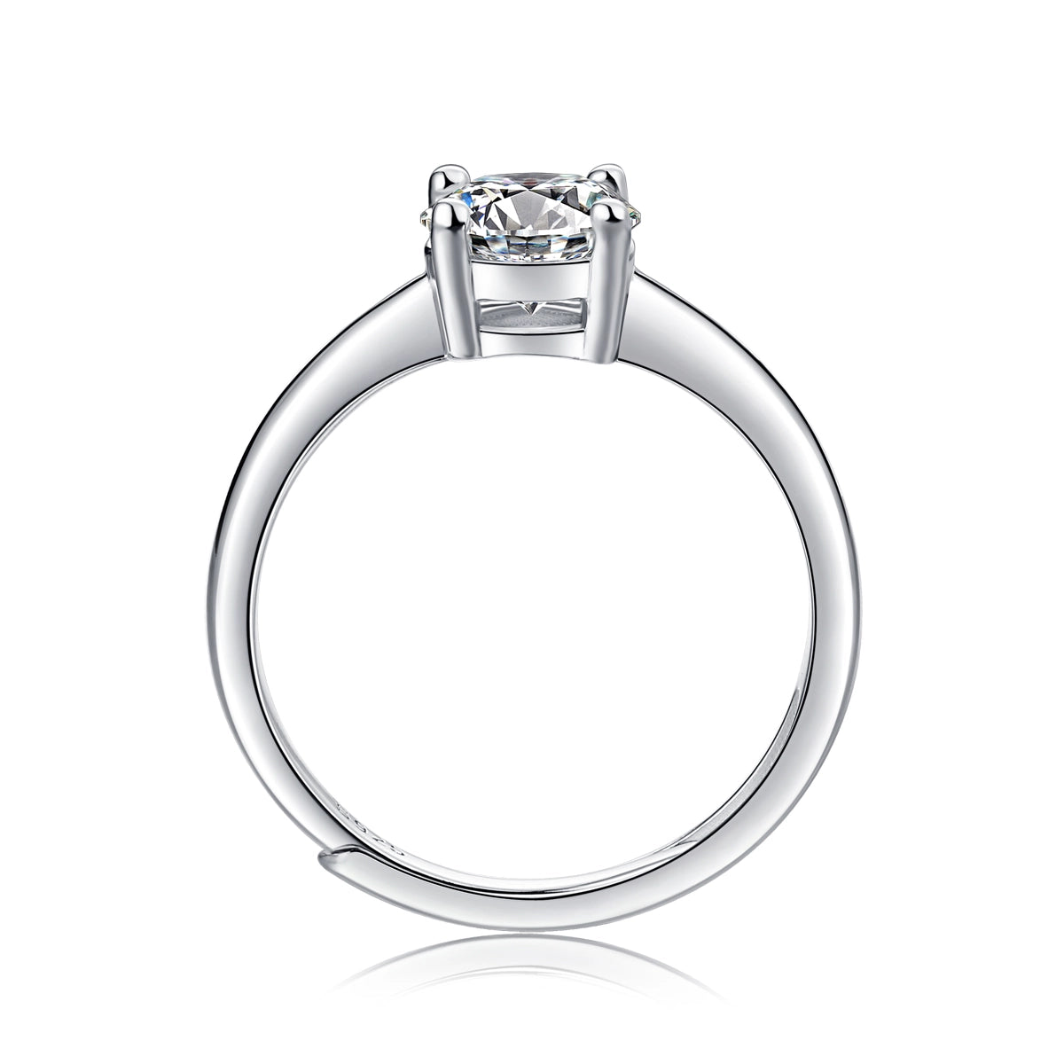1ct D VVS1 Moissanite 4-Prong Ring 925 Silver GRA Certificate Free Engraving Gift Box