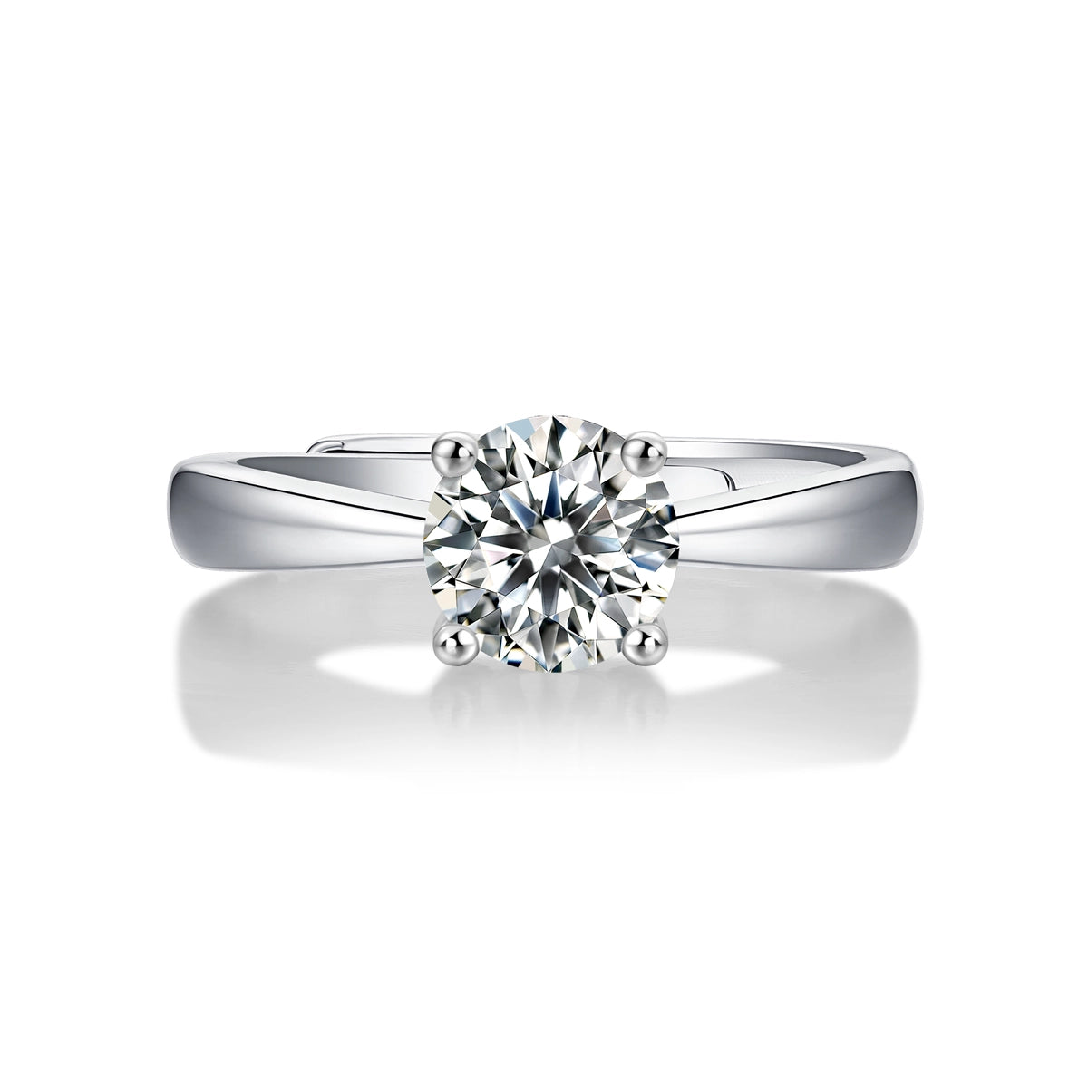 1ct D VVS1 Moissanite 4-Prong Ring 925 Silver GRA Certificate Free Engraving Gift Box
