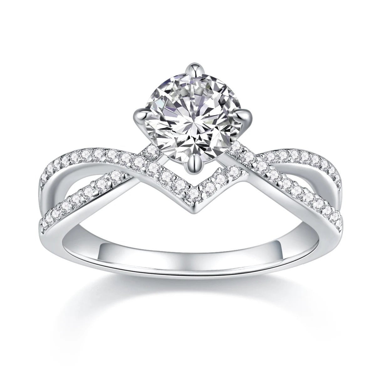 1ct Crown Moissanite Ring | S925 Silver 18K Gold Plated | VVS1 D-Color | GRA Certified | Charmsolo