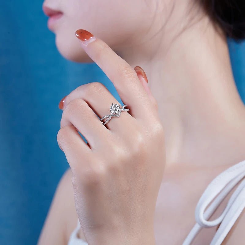 1ct Crown Moissanite Ring | S925 Silver 18K Gold Plated | VVS1 D-Color | GRA Certified | Charmsolo