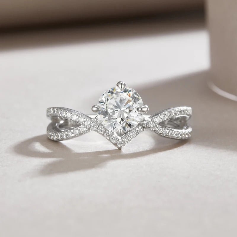 1ct Crown Moissanite Ring | S925 Silver 18K Gold Plated | VVS1 D-Color | GRA Certified | Charmsolo