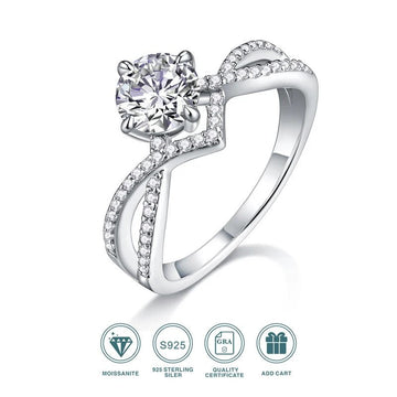 1ct Crown Moissanite Ring | S925 Silver 18K Gold Plated | VVS1 D-Color | GRA Certified | Charmsolo