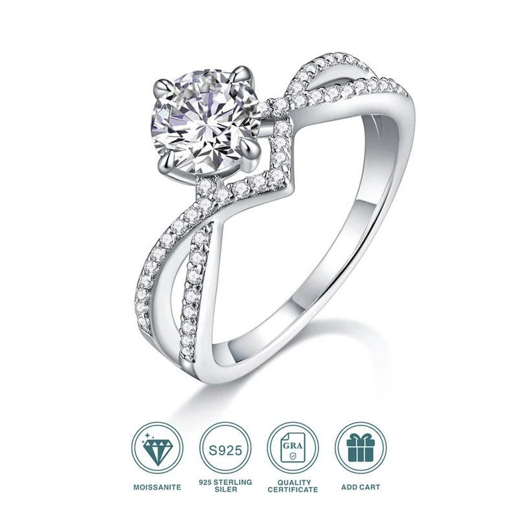 1ct Crown Moissanite Ring | S925 Silver 18K Gold Plated | VVS1 D-Color | GRA Certified | Charmsolo