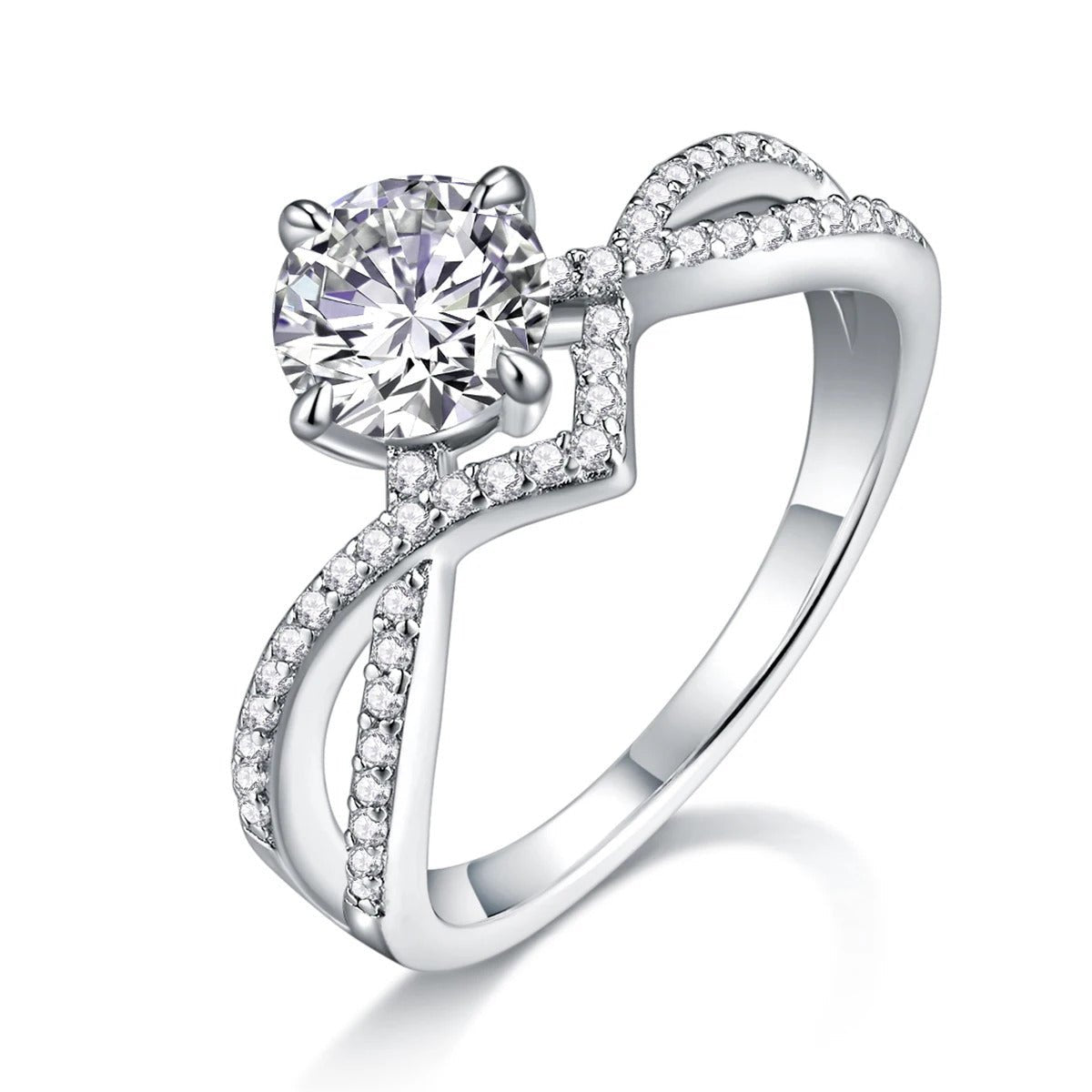 1ct Crown Moissanite Ring | S925 Silver 18K Gold Plated | VVS1 D-Color | GRA Certified | Charmsolo