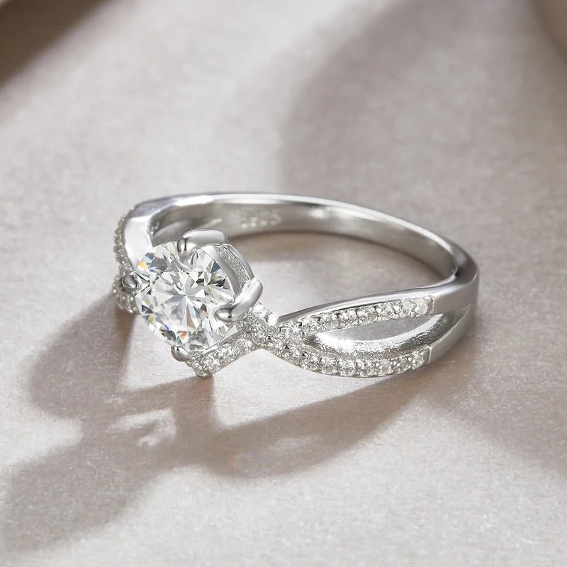 1ct Crown Moissanite Ring | S925 Silver 18K Gold Plated | VVS1 D-Color | GRA Certified | Charmsolo