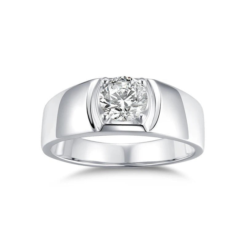 1ct Moissanite Crown Claw Ring | S925 Silver 18K Gold Plated | 6.5mm VVS1 D-Color Eight Hearts & Arrows | GRA Certified | Charmsolo