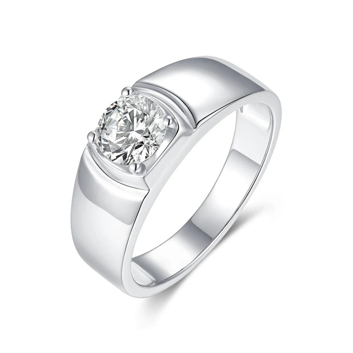 1ct Moissanite Crown Claw Ring | S925 Silver 18K Gold Plated | 6.5mm VVS1 D-Color Eight Hearts & Arrows | GRA Certified | Charmsolo