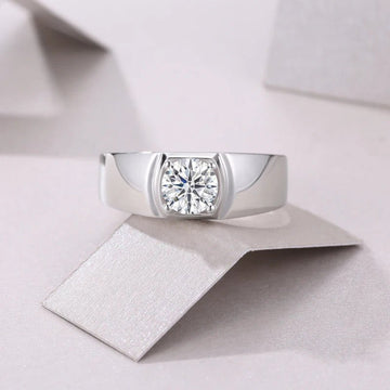 1ct Moissanite Crown Claw Ring | S925 Silver 18K Gold Plated | 6.5mm VVS1 D-Color Eight Hearts & Arrows | GRA Certified | Charmsolo