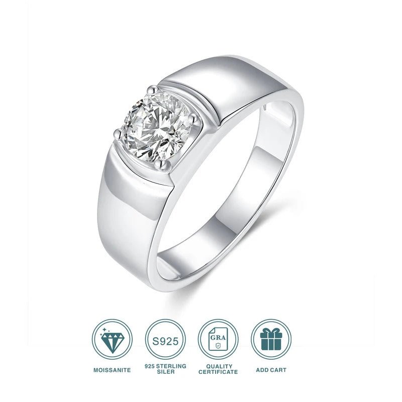 1ct Moissanite Crown Claw Ring | S925 Silver 18K Gold Plated | 6.5mm VVS1 D-Color Eight Hearts & Arrows | GRA Certified | Charmsolo