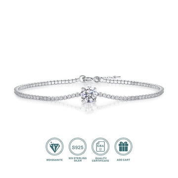 1Ct Moissanite Pendant Bracelet | S925 Silver 18K Gold Plated | Hypoallergenic | Charmsolo