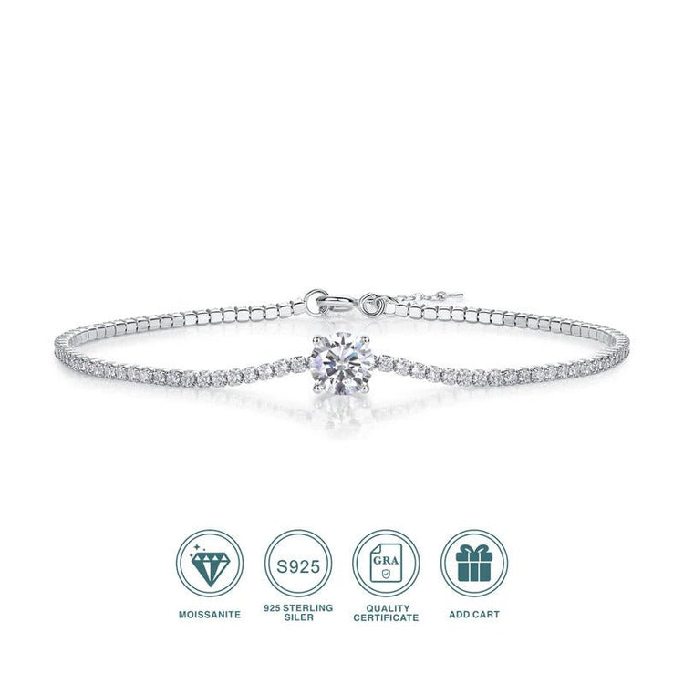 1Ct Moissanite Pendant Bracelet | S925 Silver 18K Gold Plated | Hypoallergenic | Charmsolo