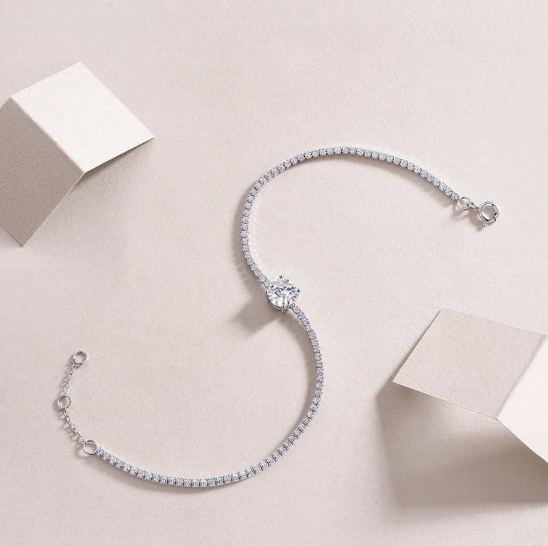 1Ct Moissanite Pendant Bracelet | S925 Silver 18K Gold Plated | Hypoallergenic | Charmsolo