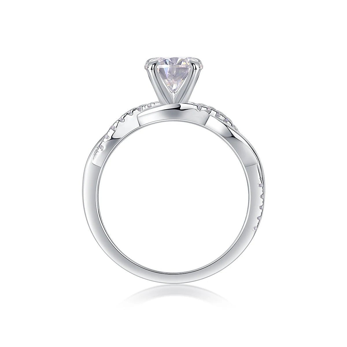 1ct Moissanite Twisted Band Ring | S925 Silver 18K Gold Plated | 6.5mm VVS1 D-Color | CZ Accents | Charmsolo