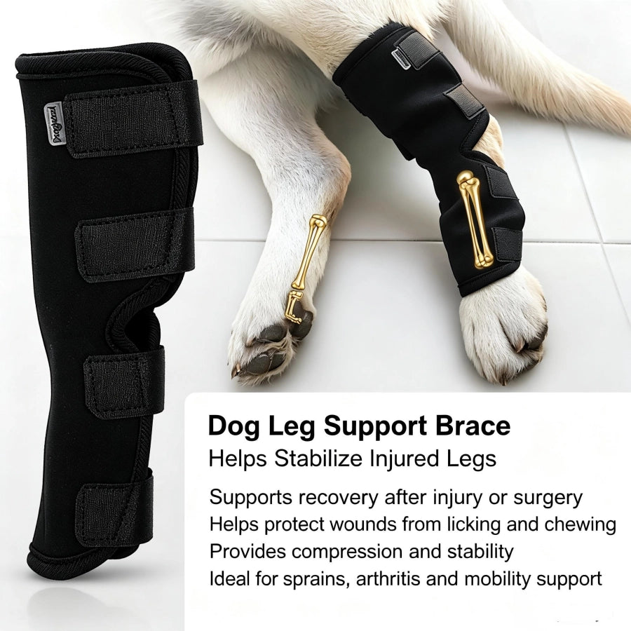 Dog Leg Support Brace Neoprene Black S‑XL For Sprain Arthritis Post‑Surgery Recovery