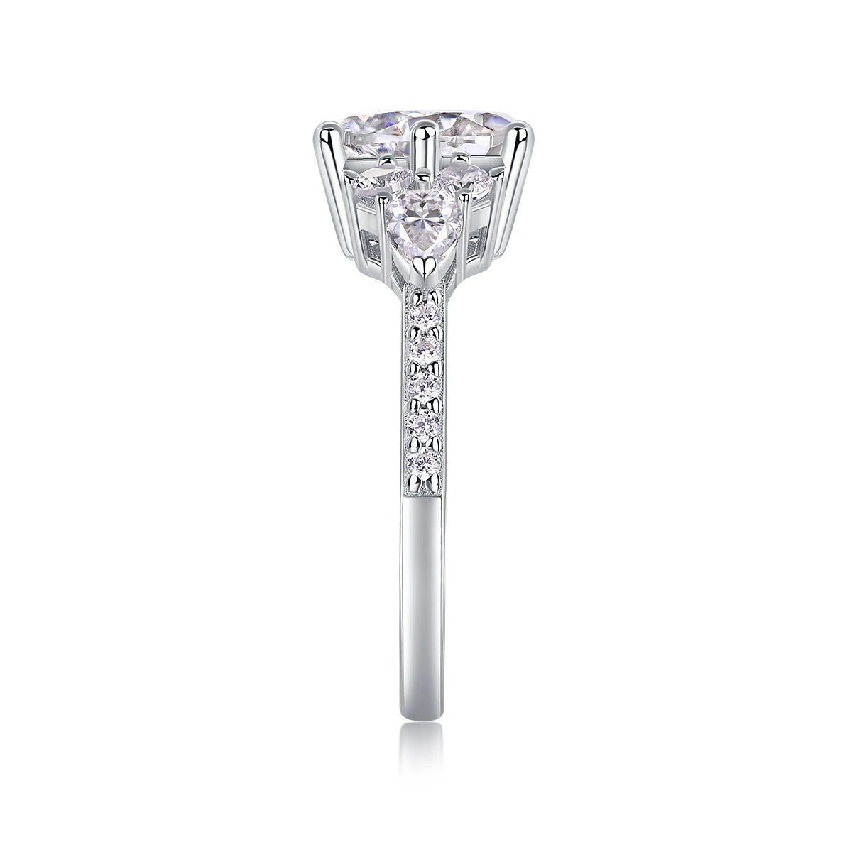 2ct Moissanite Three-Stone Bridal Ring | S925 Silver 18K White Gold Plated | GRA Certified | Charmsolo