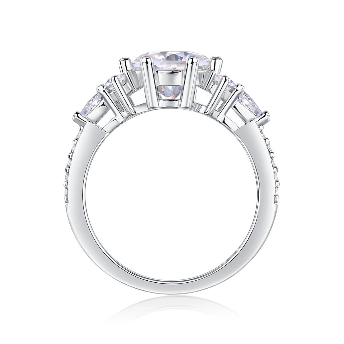 2ct Moissanite Three-Stone Bridal Ring | S925 Silver 18K White Gold Plated | GRA Certified | Charmsolo