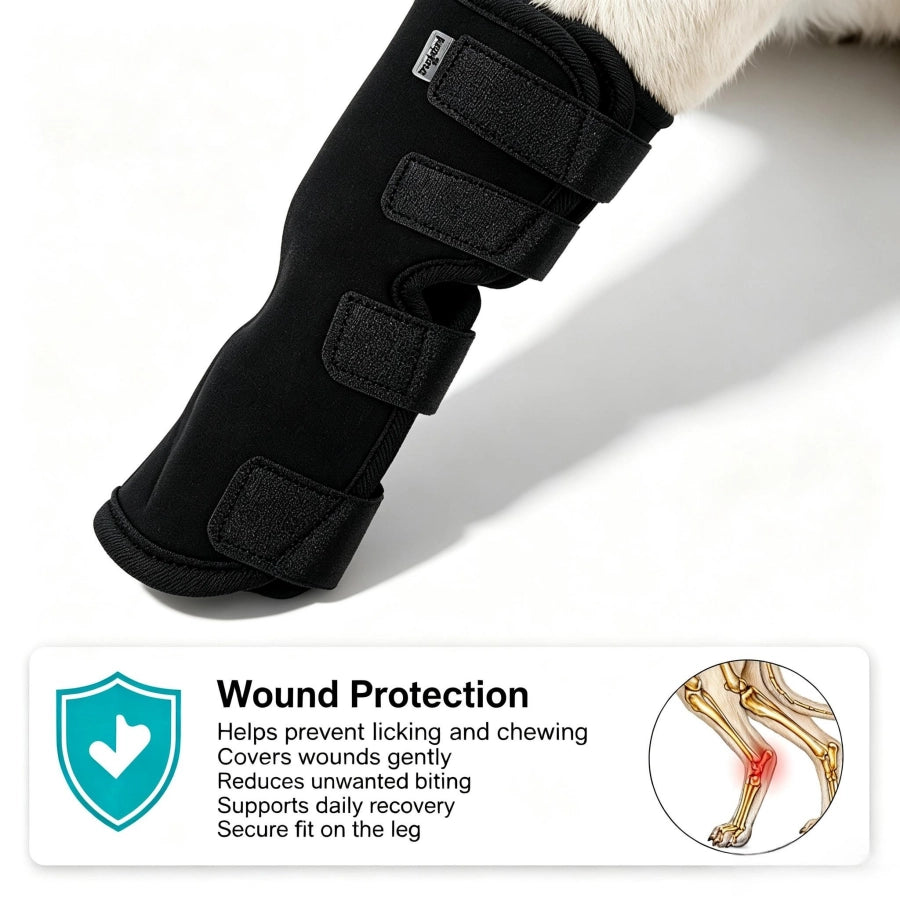 Dog Leg Support Brace Neoprene Black S‑XL For Sprain Arthritis Post‑Surgery Recovery