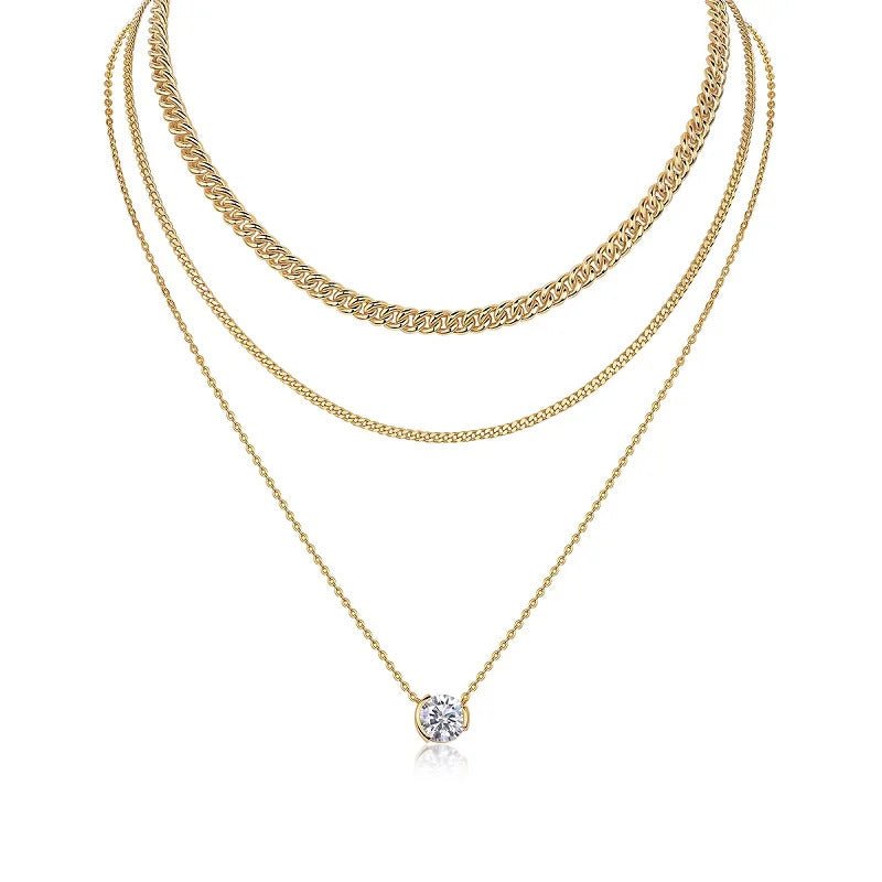 3ct Moissanite Multi-Layer Corn Chain Necklace Set | S925 Silver 18K Gold Plated | 9mm VVS1 D-Color | Heart & Bow | GRA Certified | Charmsolo