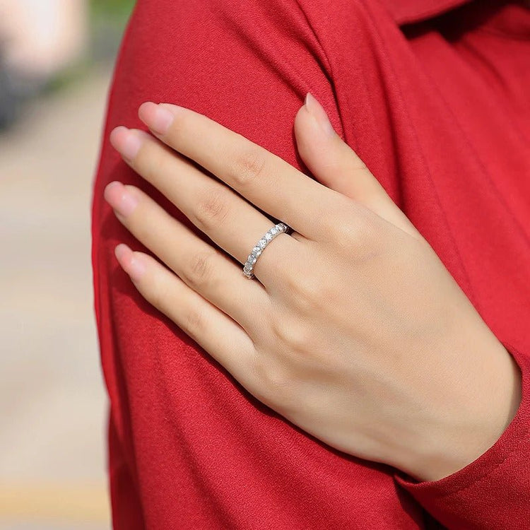 3mm Moissanite Eternity Band | S925 Silver 18K Gold Plated | Hypoallergenic | Eight Hearts & Arrows | Charmsolo