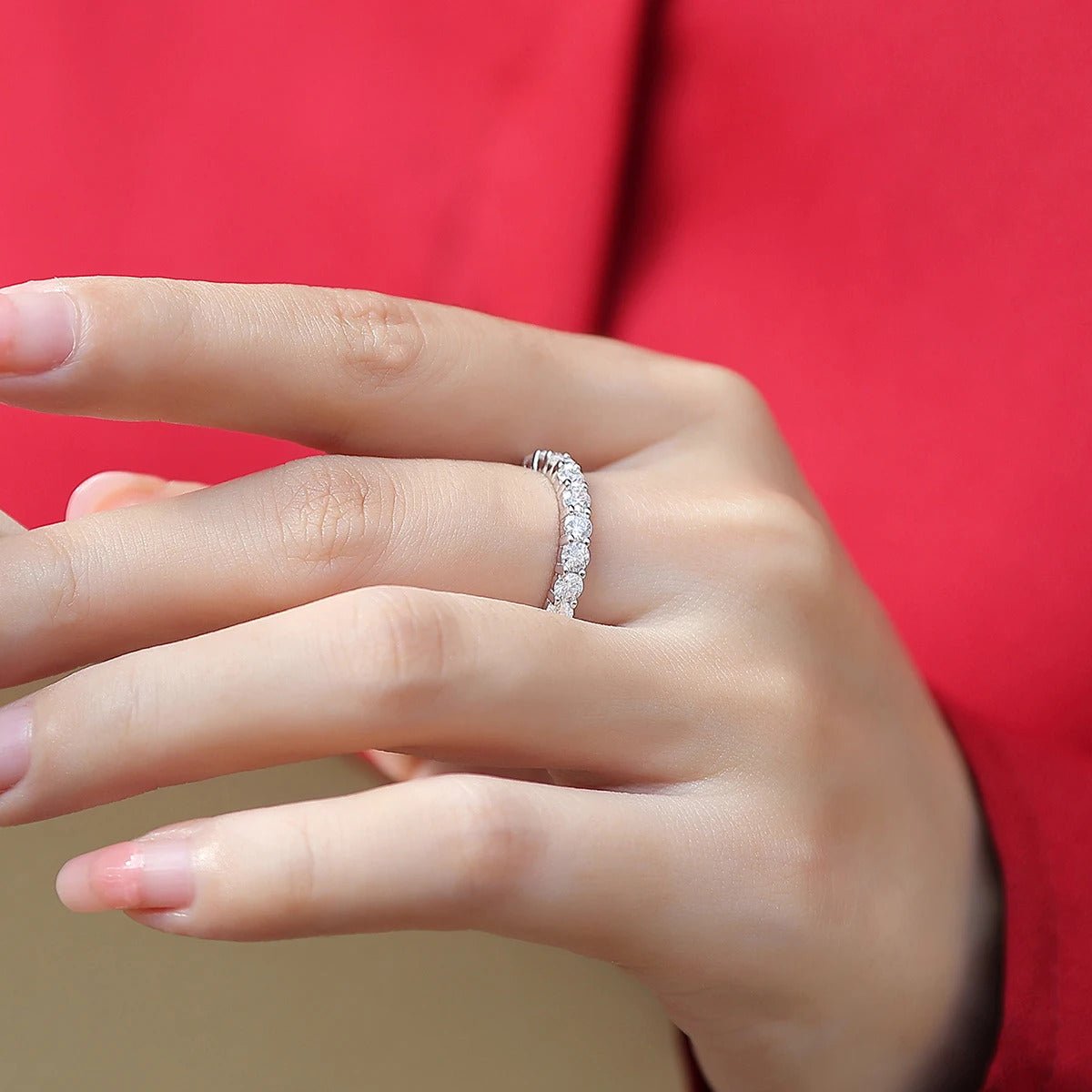 3mm Moissanite Eternity Band | S925 Silver 18K Gold Plated | Hypoallergenic | Eight Hearts & Arrows | Charmsolo