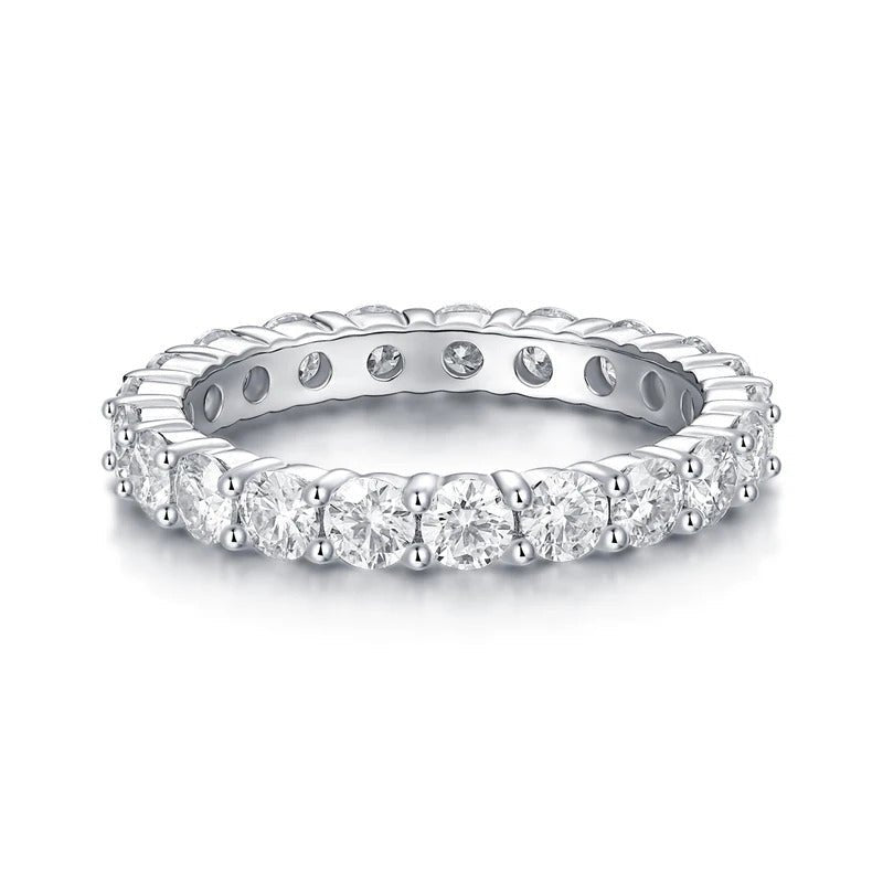 3mm Moissanite Eternity Band | S925 Silver 18K Gold Plated | Hypoallergenic | Eight Hearts & Arrows | Charmsolo