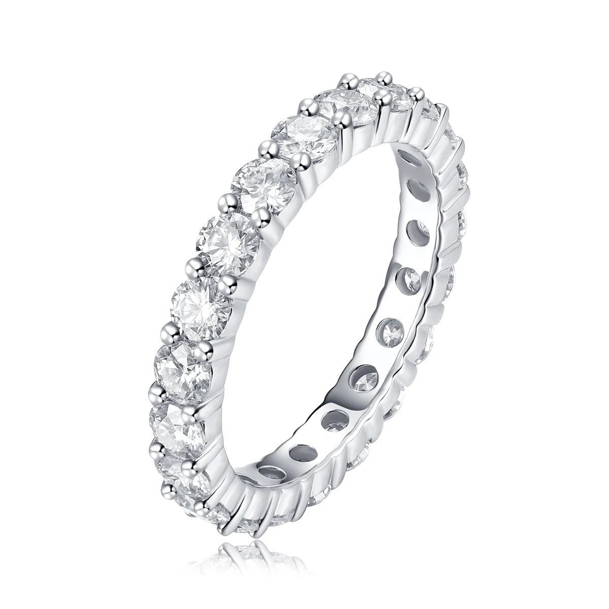 3mm Moissanite Eternity Band | S925 Silver 18K Gold Plated | Hypoallergenic | Eight Hearts & Arrows | Charmsolo