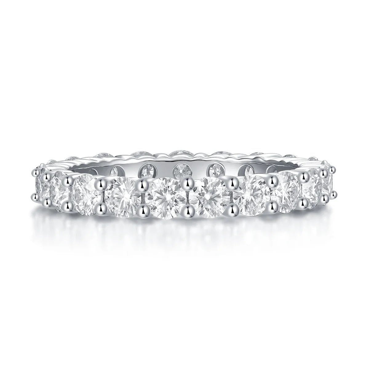 3mm Moissanite Eternity Band | S925 Silver 18K Gold Plated | Hypoallergenic | Eight Hearts & Arrows | Charmsolo