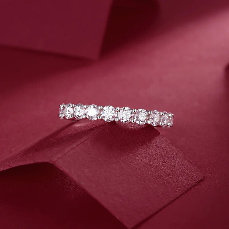 3mm Moissanite Eternity Band | S925 Silver 18K Gold Plated | Hypoallergenic | Eight Hearts & Arrows | Charmsolo