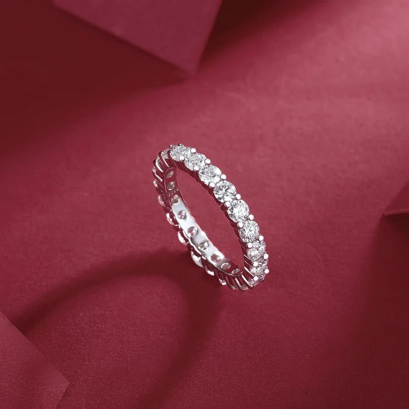 3mm Moissanite Eternity Band | S925 Silver 18K Gold Plated | Hypoallergenic | Eight Hearts & Arrows | Charmsolo