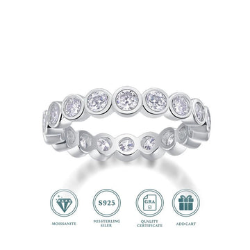 Moissanite Full Eternity Row Ring 925 Silver 18K Gold – 3mm Bezel Set | Charmsolo