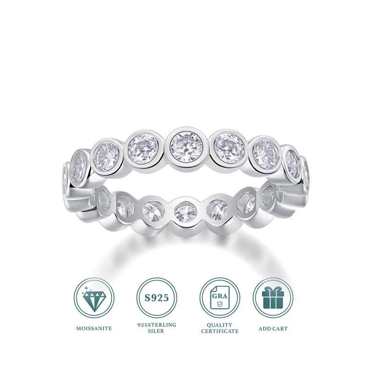 Moissanite Full Eternity Row Ring 925 Silver 18K Gold – 3mm Bezel Set | Charmsolo silver