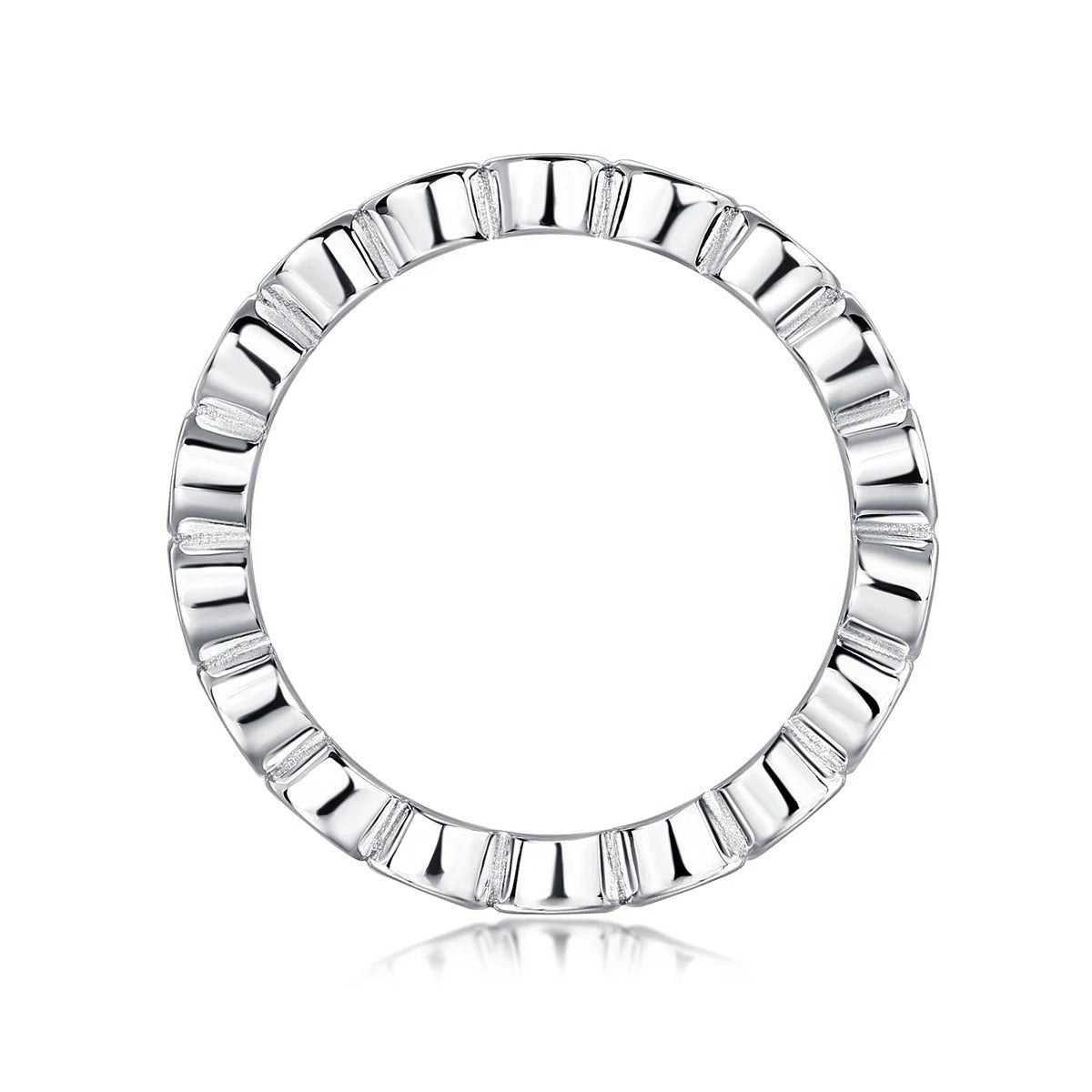 Moissanite Full Eternity Row Ring 925 Silver 18K Gold – 3mm Bezel Set | Charmsolo