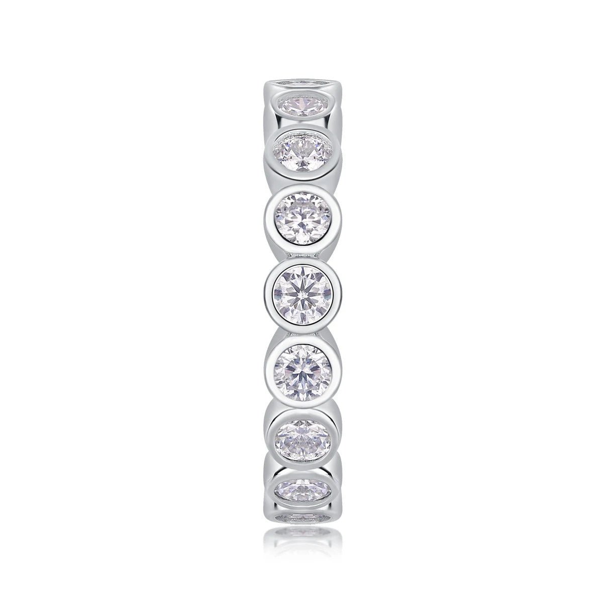 Moissanite Full Eternity Row Ring 925 Silver 18K Gold – 3mm Bezel Set | Charmsolo